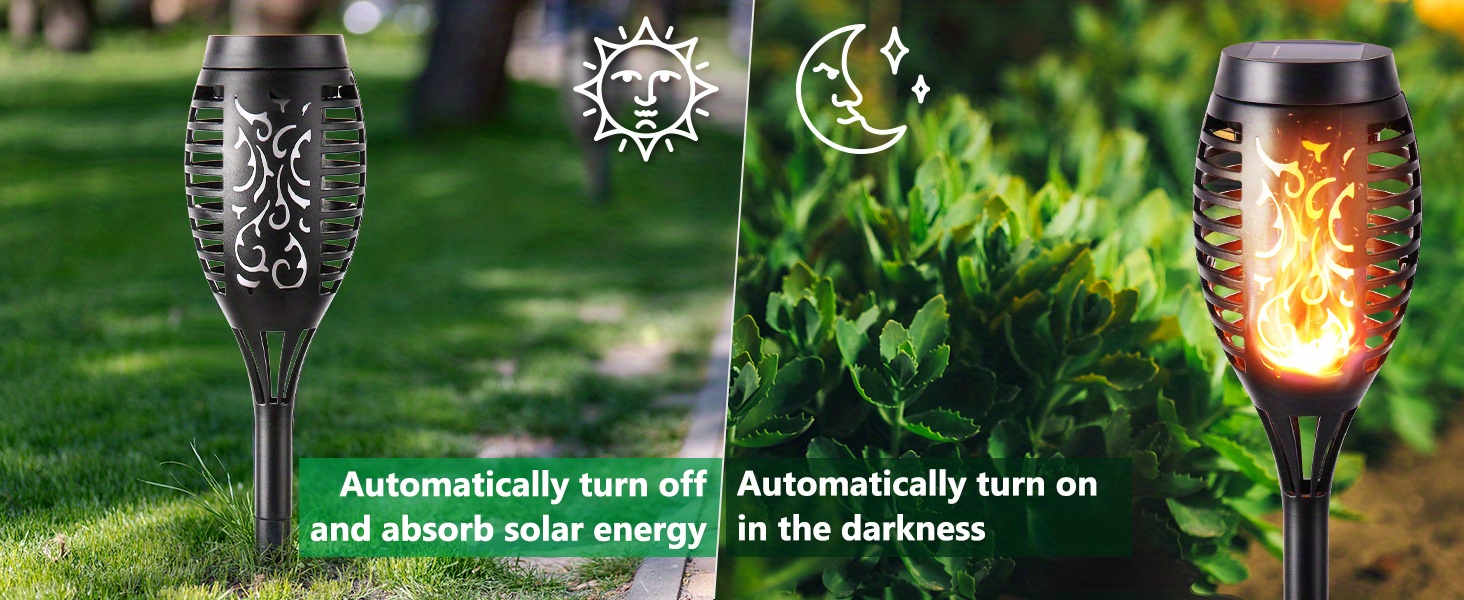 Lumière de flamme solaire à 12led pour l\'extérieur, lampe de paysage étanche à 12led pour cour extérieure, jardin, décorations d\'halloween