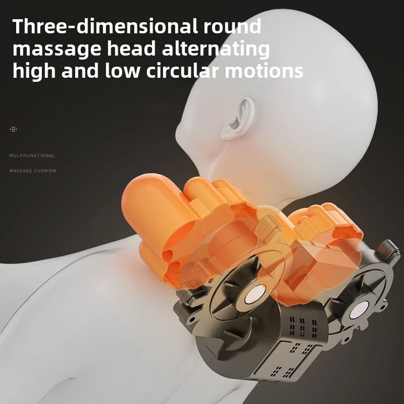 Matelas de Massage avec Oreiller Chauffant Multi Vitesses Télécommande Lombaires – Image 6