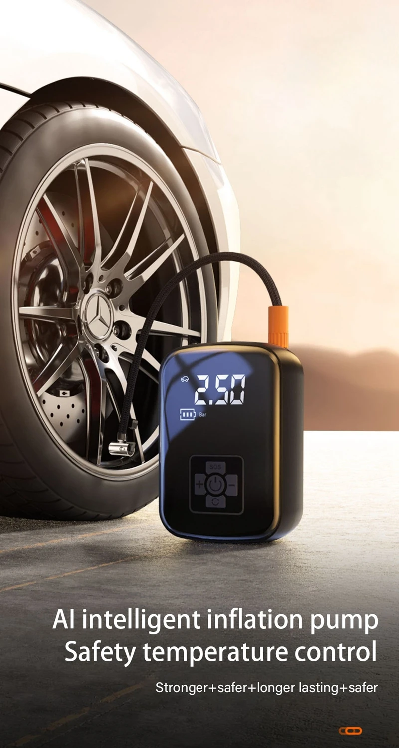 LEIBOO-Pompe à Air Électrique Filaire/Sans Fil, Compresseur d'Air pour Voiture, Moto, Vélo, Bateau