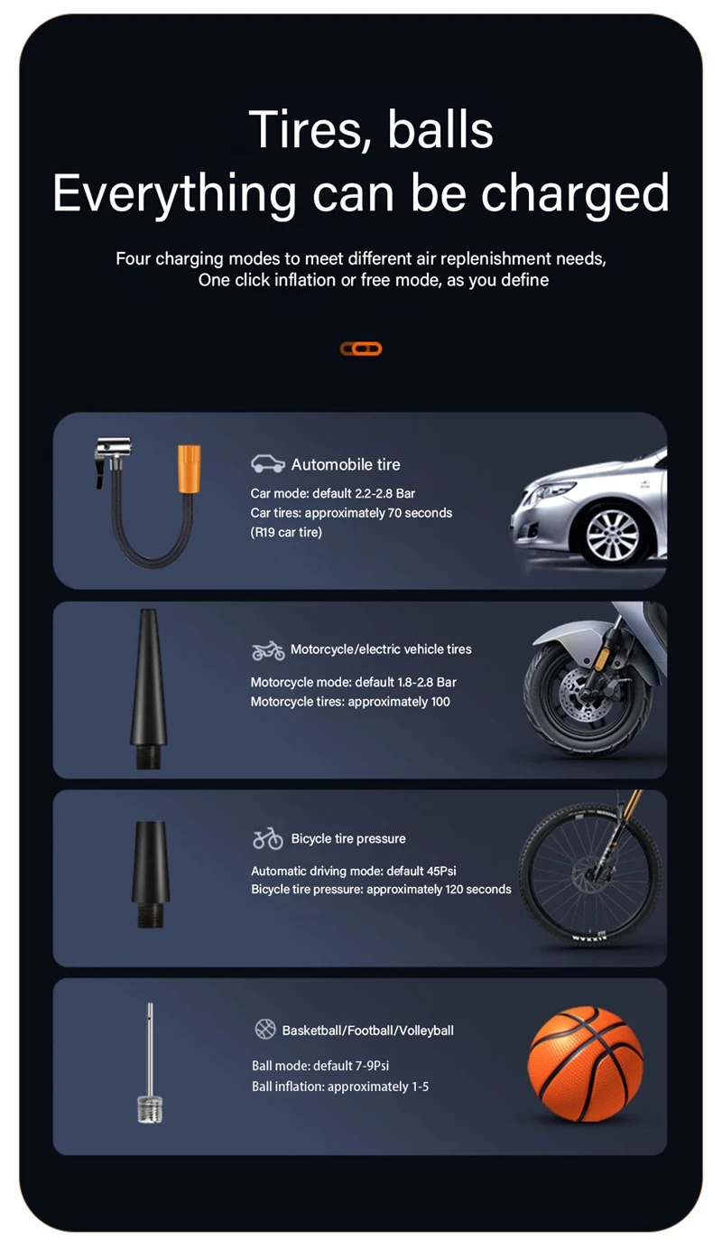LEIBOO-Pompe à Air Électrique Filaire/Sans Fil, Compresseur d'Air pour Voiture, Moto, Vélo, Bateau