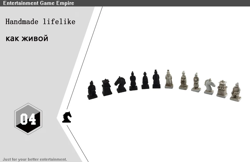 Collection Vintage d\'échecs 26x26cm(10.24 pouces), guerriers en terre cuite, sculpture sur bois, résine, noël, anniversaire, Premium