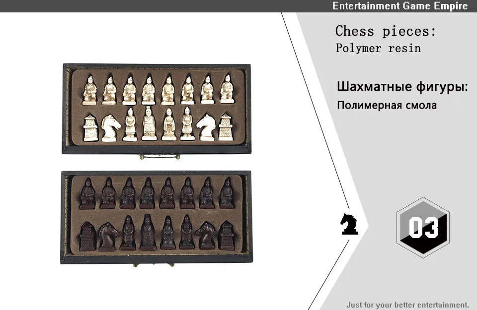 Collection Vintage d\'échecs 26x26cm(10.24 pouces), guerriers en terre cuite, sculpture sur bois, résine, noël, anniversaire, Premium