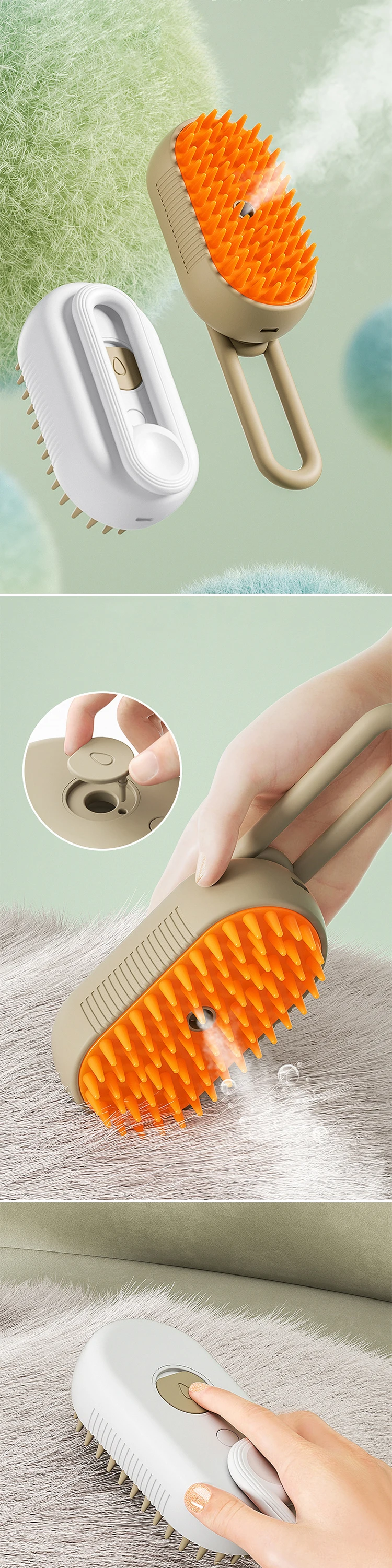 Brosse électrique 3 en 1 pour chien et chat, brosse à poils vapeur pour chien et chat, sous-manteau pour animaux de compagnie, brosse d'épilation pour chien et chat, outil de toilettage