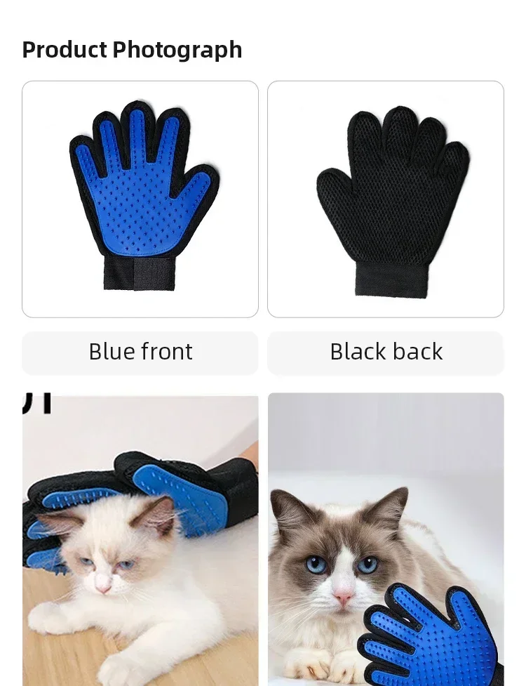 Gants de toilettage en Silicone pour animaux de compagnie, outil d\'épilation et de Massage pour chats/chiens, brosse de bain et fournitures de démêlage pour un entretien facile