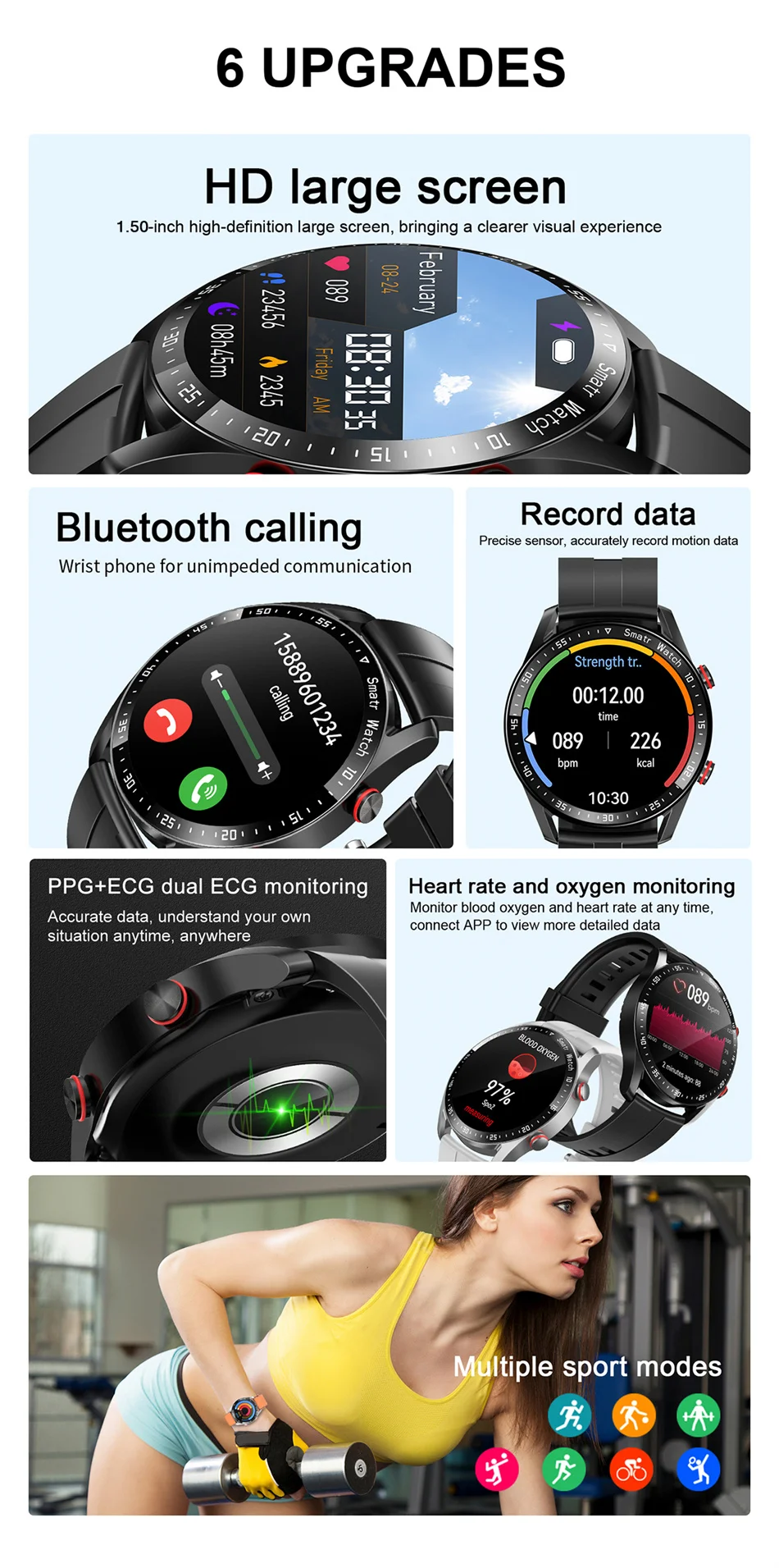 Montre intelligente d'appel Bluetooth pour homme, écran HD 2024x360, fréquence cardiaque, suivi de la condition physique, ECG + PPG, montres intelligentes professionnelles pour Huawei, nouveau, 360 Montre intelligente d'appel Bluetooth pour homme, écran HD 2024x360, fréquence cardiaque, suivi de la condition physique, ECG + PPG, montres intelligentes professionnelles pour Huawei, nouveau, 360