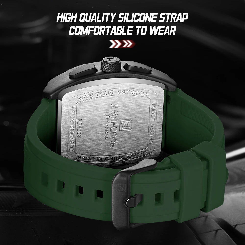 Montre Homme Sport Chronographe Naviforce Multifonctions Silicone Jour NF8052 – Image 5