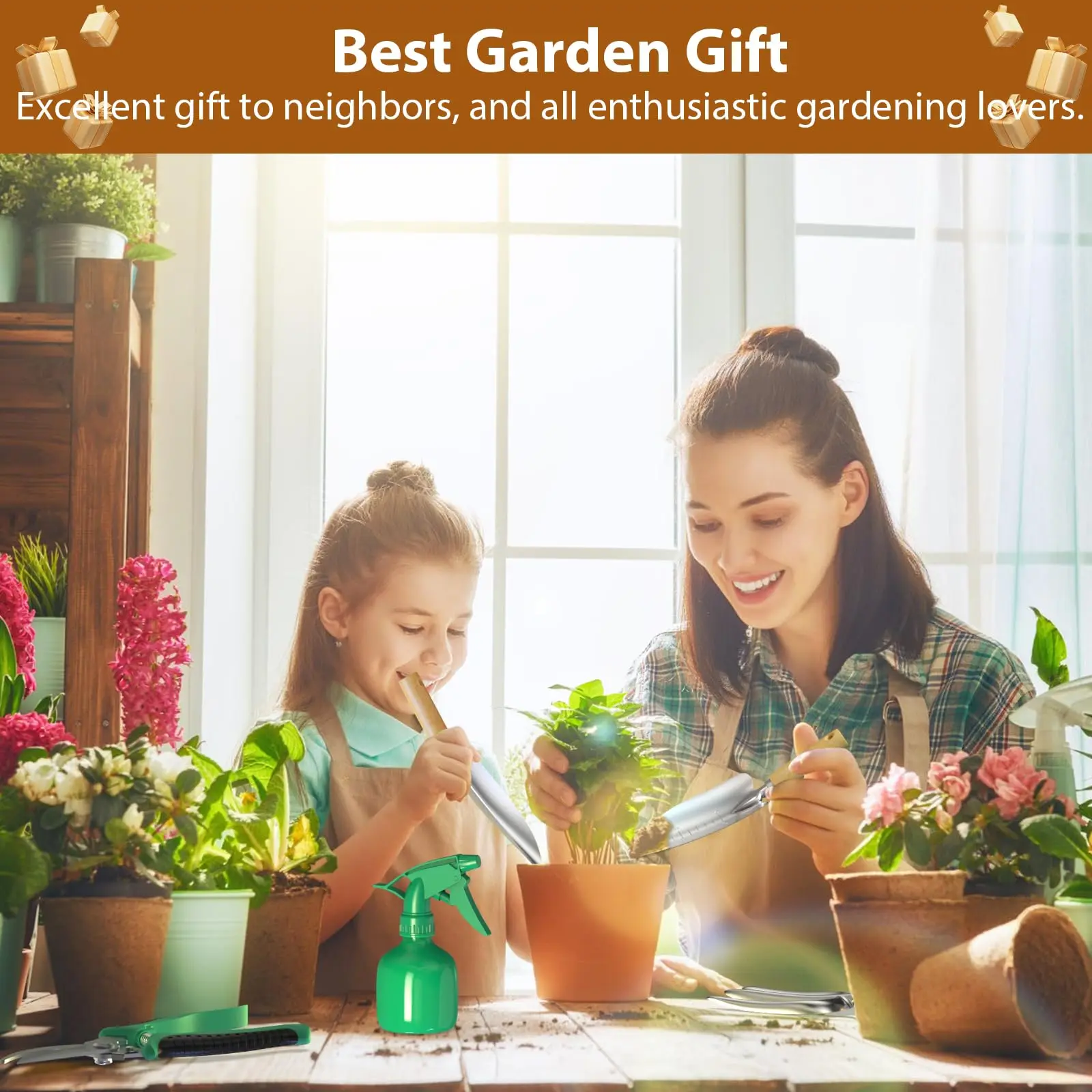 Ensemble d\'outils de jardinage en acier inoxydable avec manche en bois, désherbeur de jardin, 9 pièces Ensemble d\'outils de jardinage en acier inoxydable avec manche en bois, désherbeur de jardin, 9 pièces