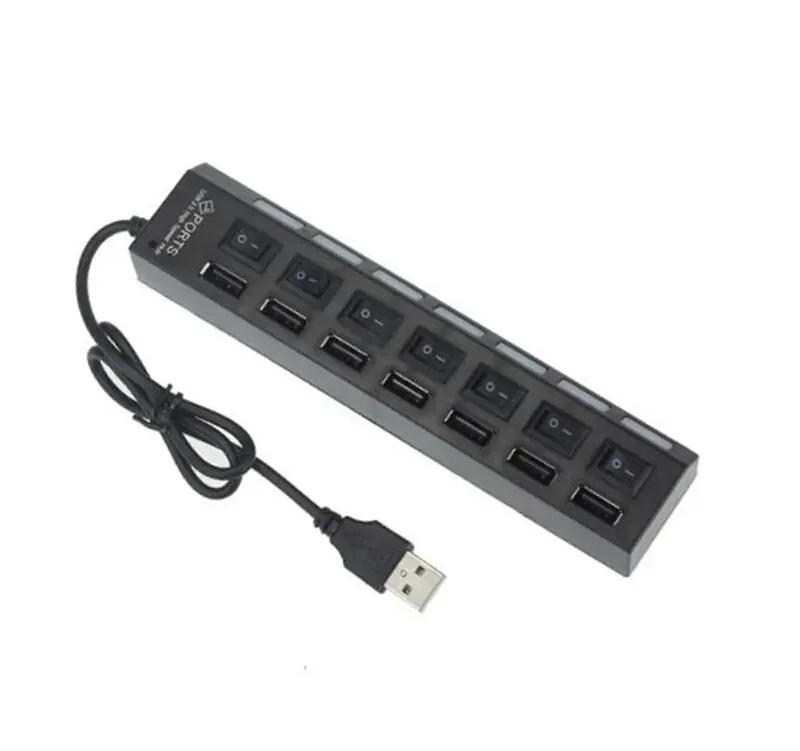 Commutateur d\'extension de concentrateur USB, 7 ports, USB 2.0, ordinateur, One Drag Seven Splitter, PC, ordinateur portable, ordinateur de bureau