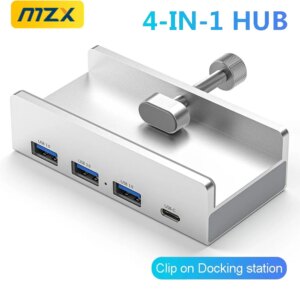MZX Clip aluminium USB HUB 3.0 Station d'accueil 3 0 multi-hub séparateur adaptateur A C Extension concentrateur ordinateur de bureau USB Hub Dock