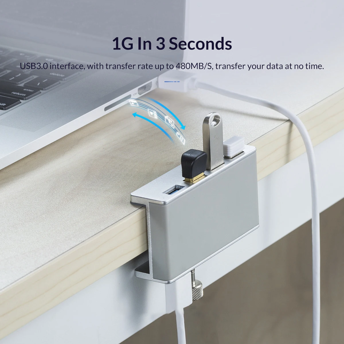 MZX Clip aluminium USB HUB 3.0 Station d'accueil 3 0 multi-hub séparateur adaptateur A C Extension concentrateur ordinateur de bureau USB Hub Dock