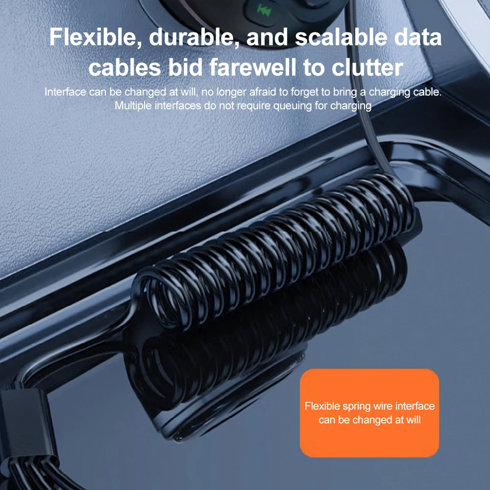 Transmetteur FM Bluetooth 5.0 pour voiture, modulateur MP3, récepteur Audio mains libres avec câble de Charge 3 en 1, pour IPhone Huawei Xiaomi