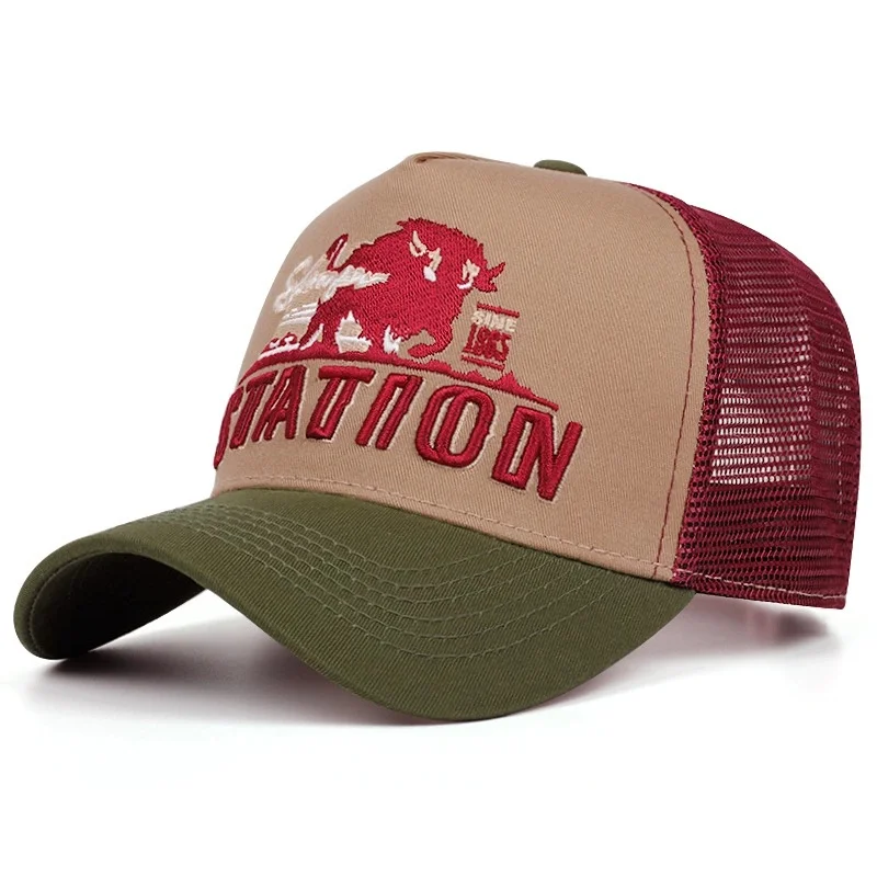 Casquette de Baseball unisexe, en maille, motif de lettres de STATION classique, pour hommes et femmes, respirant, Streetwear, chapeau de camionneur d\'été, offre spéciale