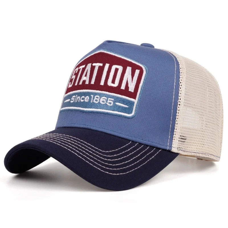 Casquette de Baseball unisexe, en maille, motif de lettres de STATION classique, pour hommes et femmes, respirant, Streetwear, chapeau de camionneur d\'été, offre spéciale