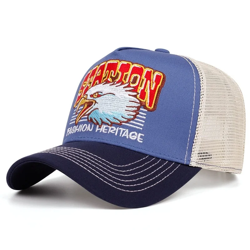 Casquette de Baseball unisexe, en maille, motif de lettres de STATION classique, pour hommes et femmes, respirant, Streetwear, chapeau de camionneur d\'été, offre spéciale