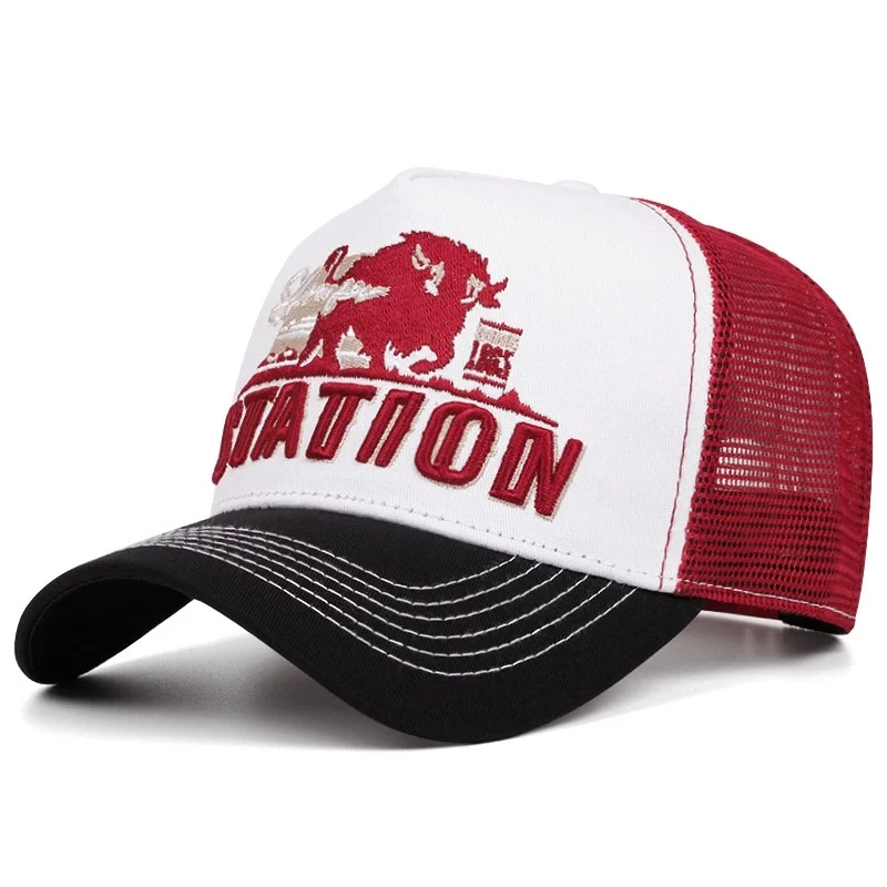 Casquette de Baseball unisexe, en maille, motif de lettres de STATION classique, pour hommes et femmes, respirant, Streetwear, chapeau de camionneur d\'été, offre spéciale