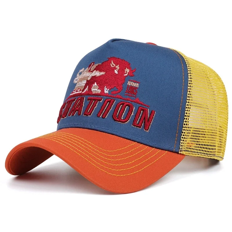 Casquette de Baseball unisexe, en maille, motif de lettres de STATION classique, pour hommes et femmes, respirant, Streetwear, chapeau de camionneur d\'été, offre spéciale