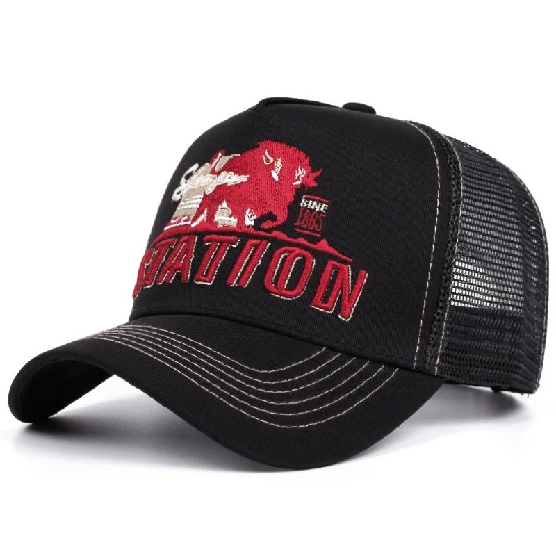 Casquette de Baseball unisexe, en maille, motif de lettres de STATION classique, pour hommes et femmes, respirant, Streetwear, chapeau de camionneur d\'été, offre spéciale