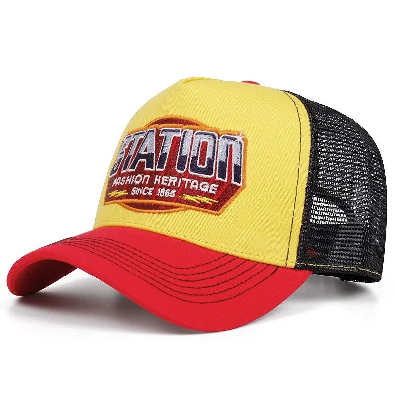 Casquette de Baseball unisexe, en maille, motif de lettres de STATION classique, pour hommes et femmes, respirant, Streetwear, chapeau de camionneur d\'été, offre spéciale