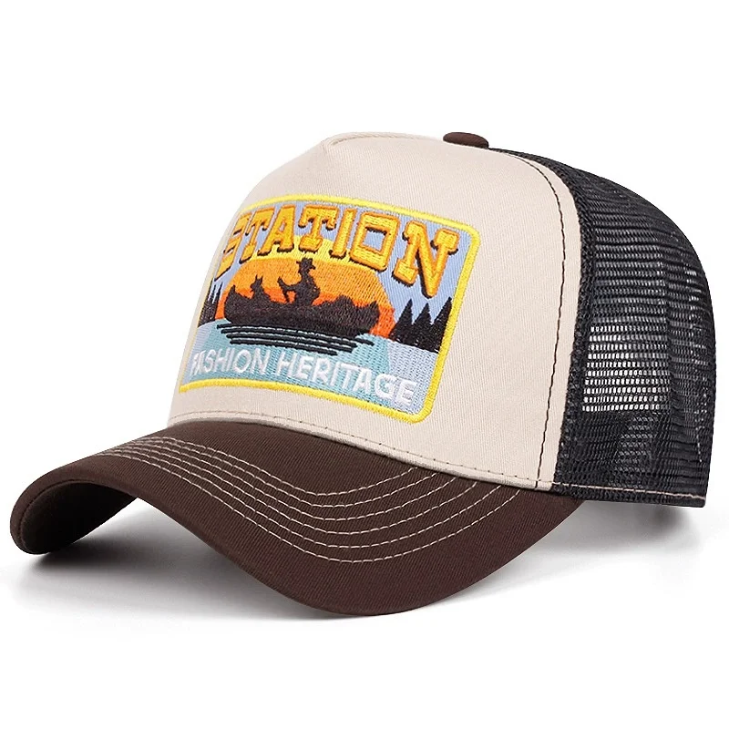 Casquette de Baseball unisexe, en maille, motif de lettres de STATION classique, pour hommes et femmes, respirant, Streetwear, chapeau de camionneur d\'été, offre spéciale