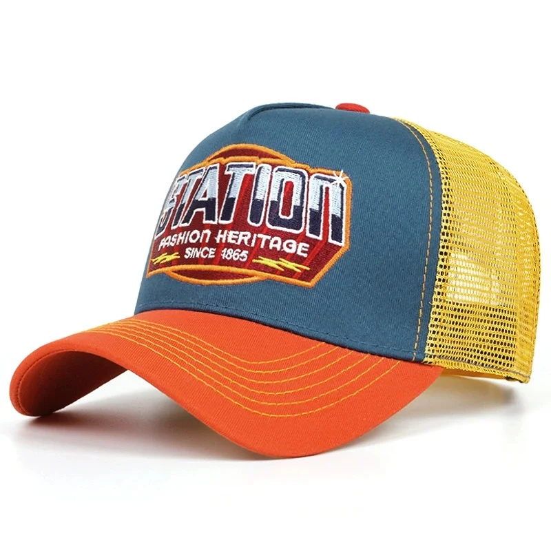 Casquette de Baseball unisexe, en maille, motif de lettres de STATION classique, pour hommes et femmes, respirant, Streetwear, chapeau de camionneur d\'été, offre spéciale