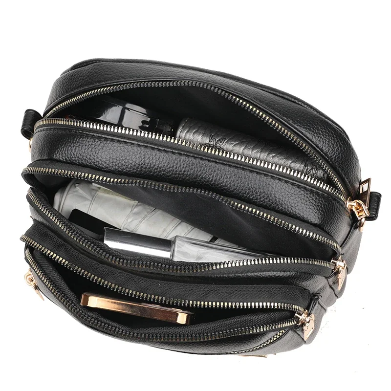 Sac à main en cuir souple pour femme, multi-poches, résistant à l\'usure, sac messager initié, sac à main de luxe pour femme, haute qualité, mode