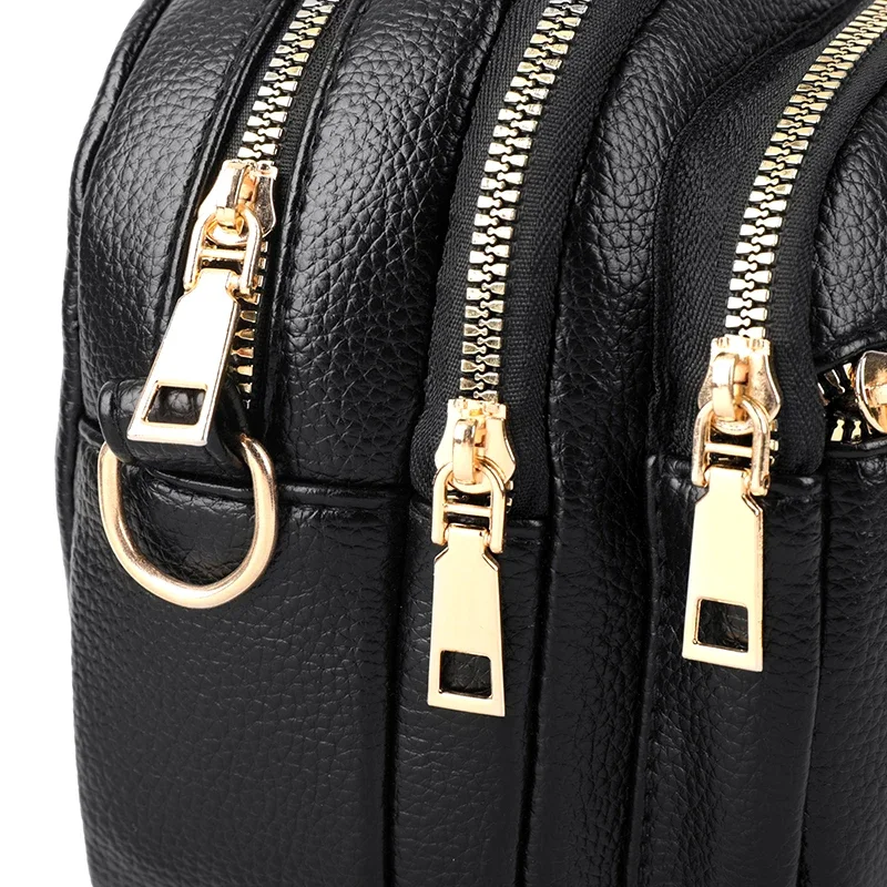 Sac à main en cuir souple pour femme, multi-poches, résistant à l\'usure, sac messager initié, sac à main de luxe pour femme, haute qualité, mode