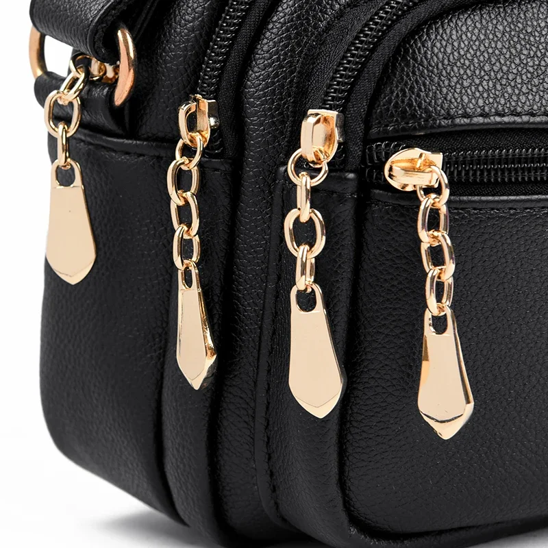Sac à main en cuir souple pour femme, multi-poches, résistant à l\'usure, sac messager initié, sac à main de luxe pour femme, haute qualité, mode
