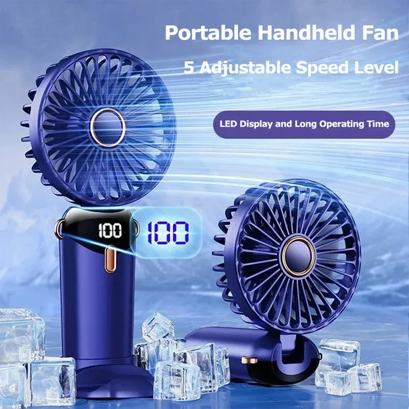 Ventilateur Portable 5 Vitesses Batterie 1800mAh Pliable Rechargeable USB ETE