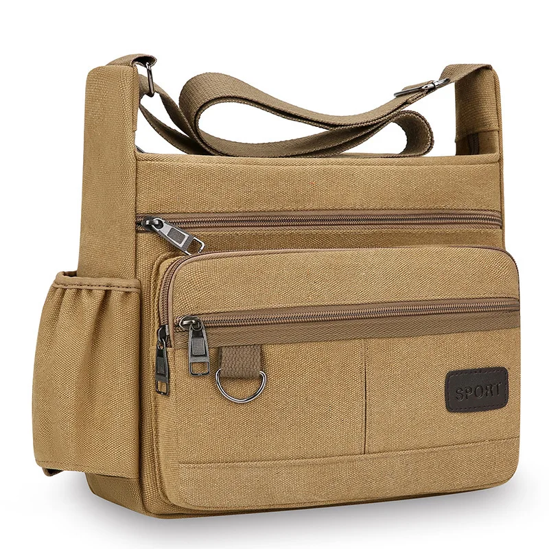 Sac Sacoche Homme Bandoulière Poches Gourde Bouteille Ordinateur Portable iPad – Image 3