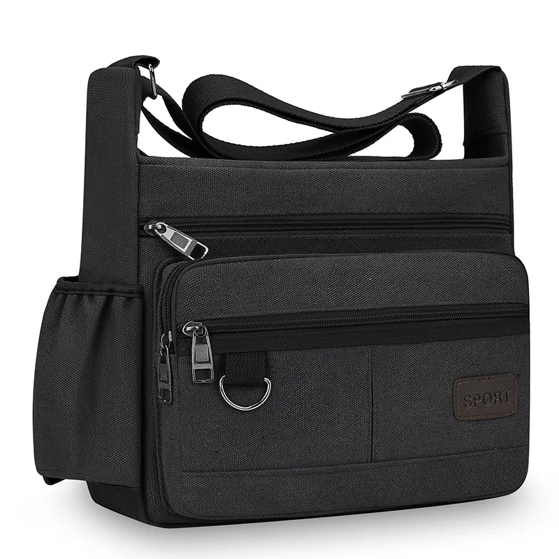 Sac Sacoche Homme Bandoulière Poches Gourde Bouteille Ordinateur Portable iPad – Image 4