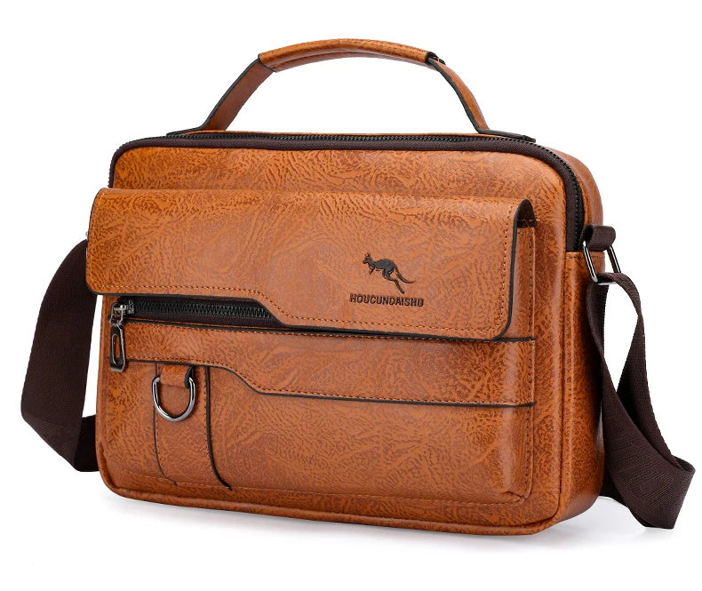 Sacs de messager de marque kangourou de luxe hommes en cuir sac à bandoulière décontracté pour hommes marron noir sac à bandoulière d\'affaires sac à main masculin Sacs de messager de marque kangourou de luxe hommes en cuir sac à bandoulière décontracté pour hommes marron noir sac à bandoulière d\'affaires sac à main masculin