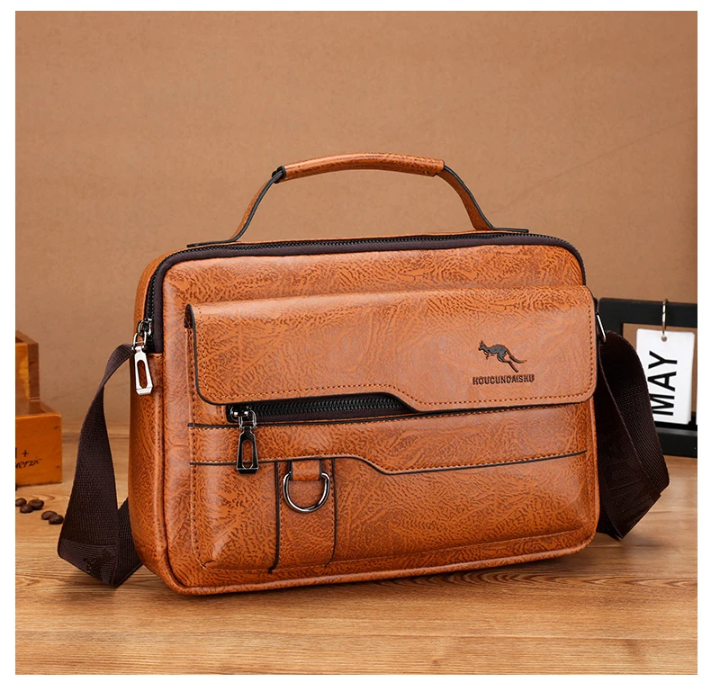 Sacs de messager de marque kangourou de luxe hommes en cuir sac à bandoulière décontracté pour hommes marron noir sac à bandoulière d\'affaires sac à main masculin Sacs de messager de marque kangourou de luxe hommes en cuir sac à bandoulière décontracté pour hommes marron noir sac à bandoulière d\'affaires sac à main masculin