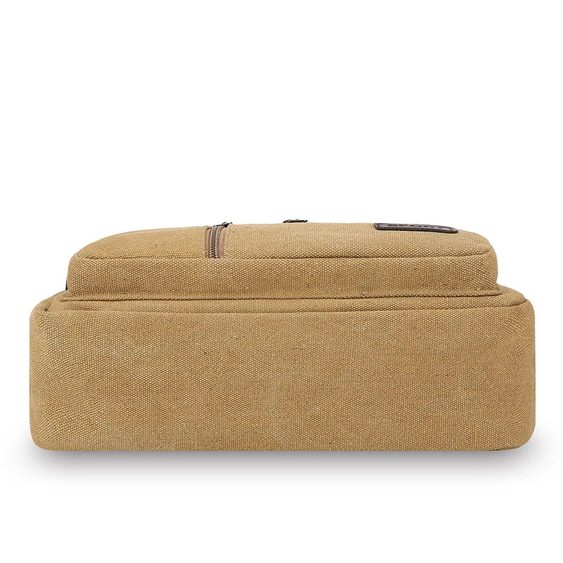 Grand Sac Sacoche Bandoulière Homme Toile Beige Poches Ordinateur Portable iPad – Image 5