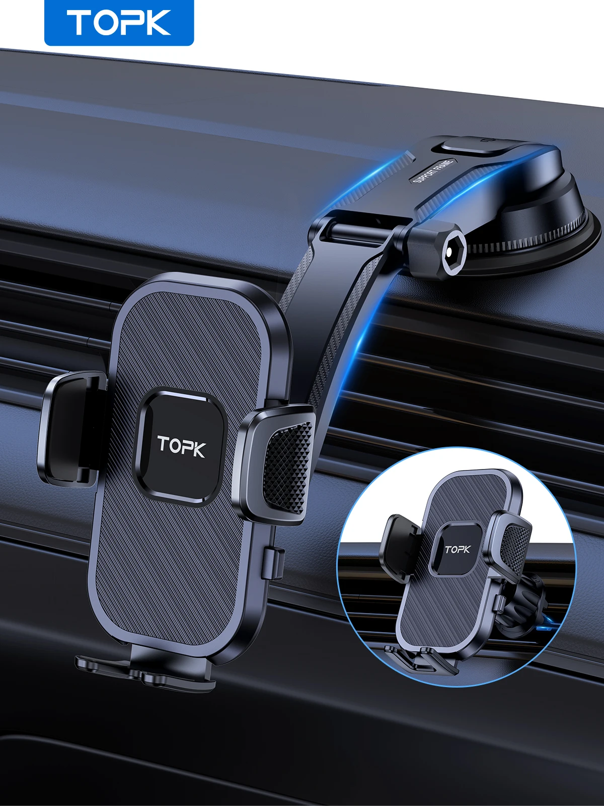 TOPK Support de téléphone de voiture Support par gravité pour iPhone Xiaomi Samsung Support Mobile de voiture pour tableau de bord pare-brise Support de téléphone pour grille d\'aération TOPK Support de téléphone de voiture Support par gravité pour iPhone Xiaomi Samsung Support Mobile de voiture pour tableau de bord pare-brise Support de téléphone pour grille d\'aération