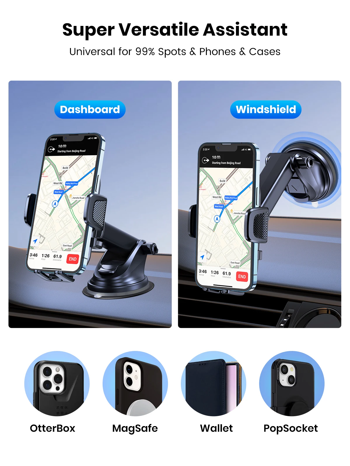 TOPK Support de téléphone de voiture Support par gravité pour iPhone Xiaomi Samsung Support Mobile de voiture pour tableau de bord pare-brise Support de téléphone pour grille d\'aération TOPK Support de téléphone de voiture Support par gravité pour iPhone Xiaomi Samsung Support Mobile de voiture pour tableau de bord pare-brise Support de téléphone pour grille d\'aération