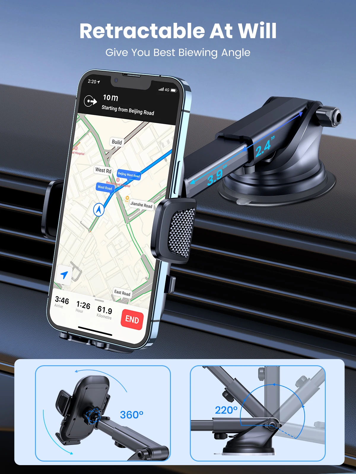 TOPK Support de téléphone de voiture Support par gravité pour iPhone Xiaomi Samsung Support Mobile de voiture pour tableau de bord pare-brise Support de téléphone pour grille d\'aération TOPK Support de téléphone de voiture Support par gravité pour iPhone Xiaomi Samsung Support Mobile de voiture pour tableau de bord pare-brise Support de téléphone pour grille d\'aération
