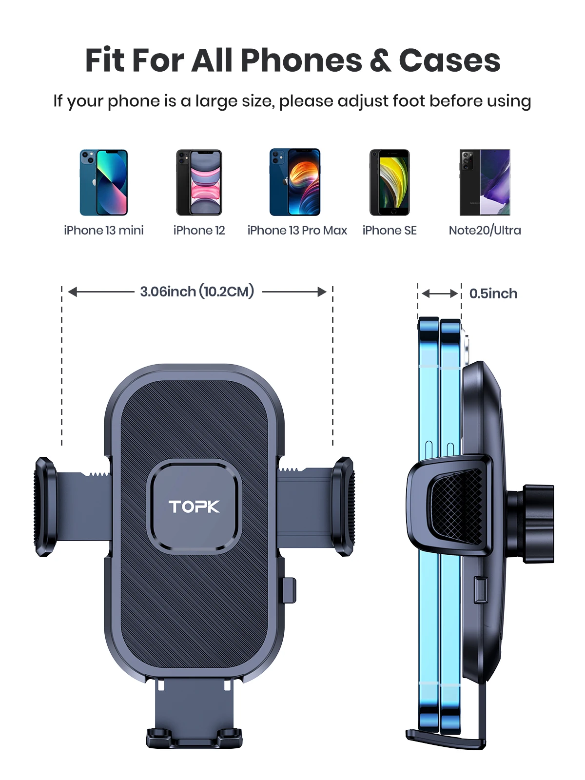 TOPK Support de téléphone de voiture Support par gravité pour iPhone Xiaomi Samsung Support Mobile de voiture pour tableau de bord pare-brise Support de téléphone pour grille d\'aération TOPK Support de téléphone de voiture Support par gravité pour iPhone Xiaomi Samsung Support Mobile de voiture pour tableau de bord pare-brise Support de téléphone pour grille d\'aération