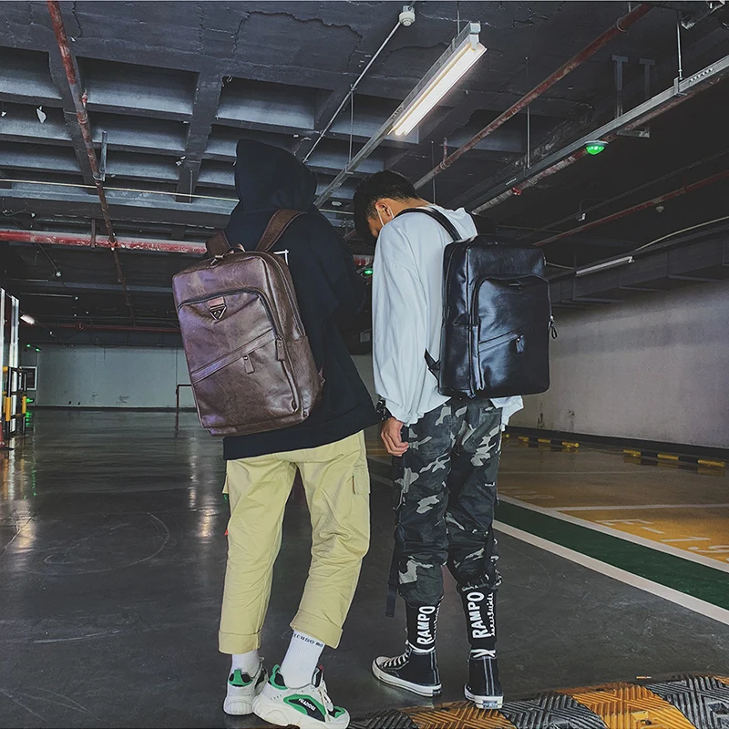 Hommes sac à dos en cuir PU sac à dos grands sacs à dos d\'ordinateur portable mâle Mochilas cartable décontracté pour adolescents garçons sac à dos de haute qualité Hommes sac à dos en cuir PU sac à dos grands sacs à dos d\'ordinateur portable mâle Mochilas cartable décontracté pour adolescents garçons sac à dos de haute qualité