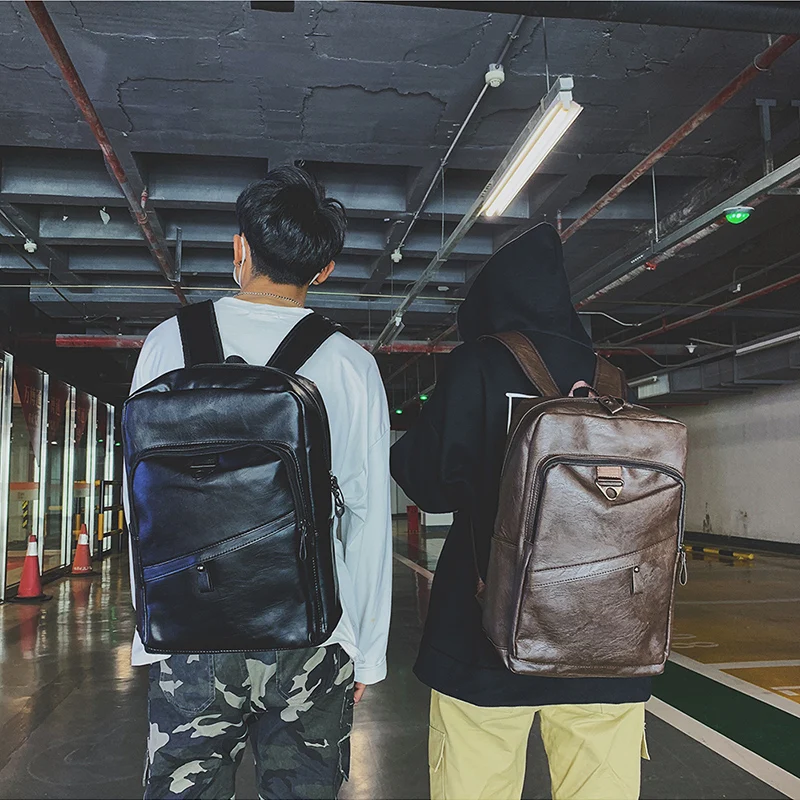 Hommes sac à dos en cuir PU sac à dos grands sacs à dos d\'ordinateur portable mâle Mochilas cartable décontracté pour adolescents garçons sac à dos de haute qualité Hommes sac à dos en cuir PU sac à dos grands sacs à dos d\'ordinateur portable mâle Mochilas cartable décontracté pour adolescents garçons sac à dos de haute qualité