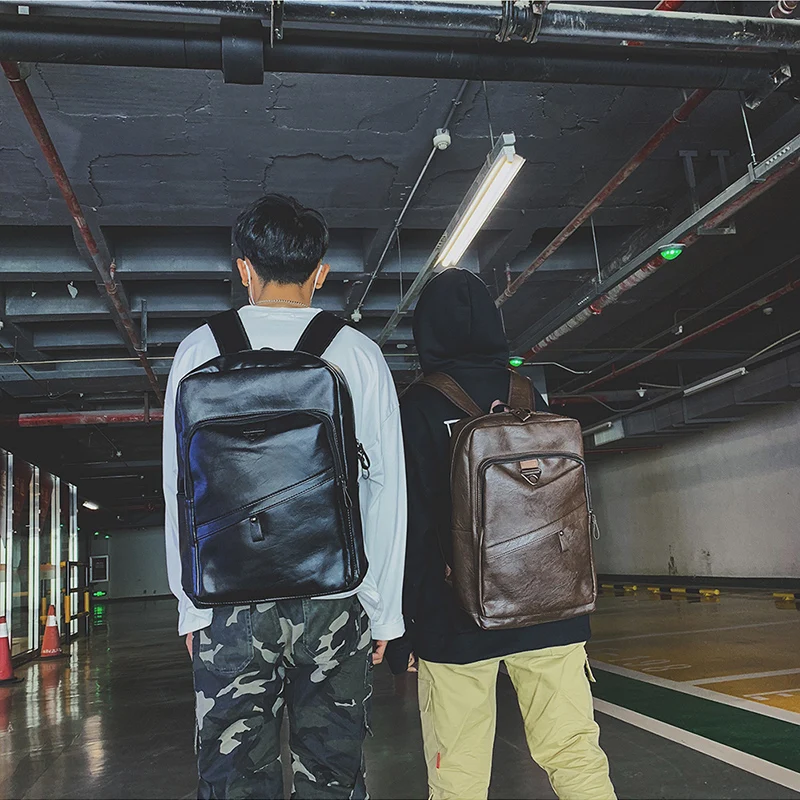 Hommes sac à dos en cuir PU sac à dos grands sacs à dos d\'ordinateur portable mâle Mochilas cartable décontracté pour adolescents garçons sac à dos de haute qualité Hommes sac à dos en cuir PU sac à dos grands sacs à dos d\'ordinateur portable mâle Mochilas cartable décontracté pour adolescents garçons sac à dos de haute qualité