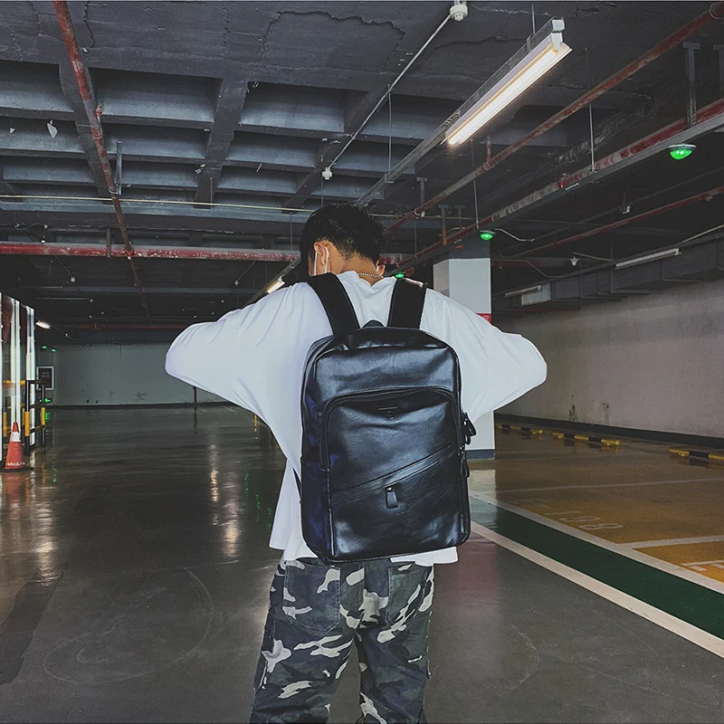Hommes sac à dos en cuir PU sac à dos grands sacs à dos d\'ordinateur portable mâle Mochilas cartable décontracté pour adolescents garçons sac à dos de haute qualité Hommes sac à dos en cuir PU sac à dos grands sacs à dos d\'ordinateur portable mâle Mochilas cartable décontracté pour adolescents garçons sac à dos de haute qualité