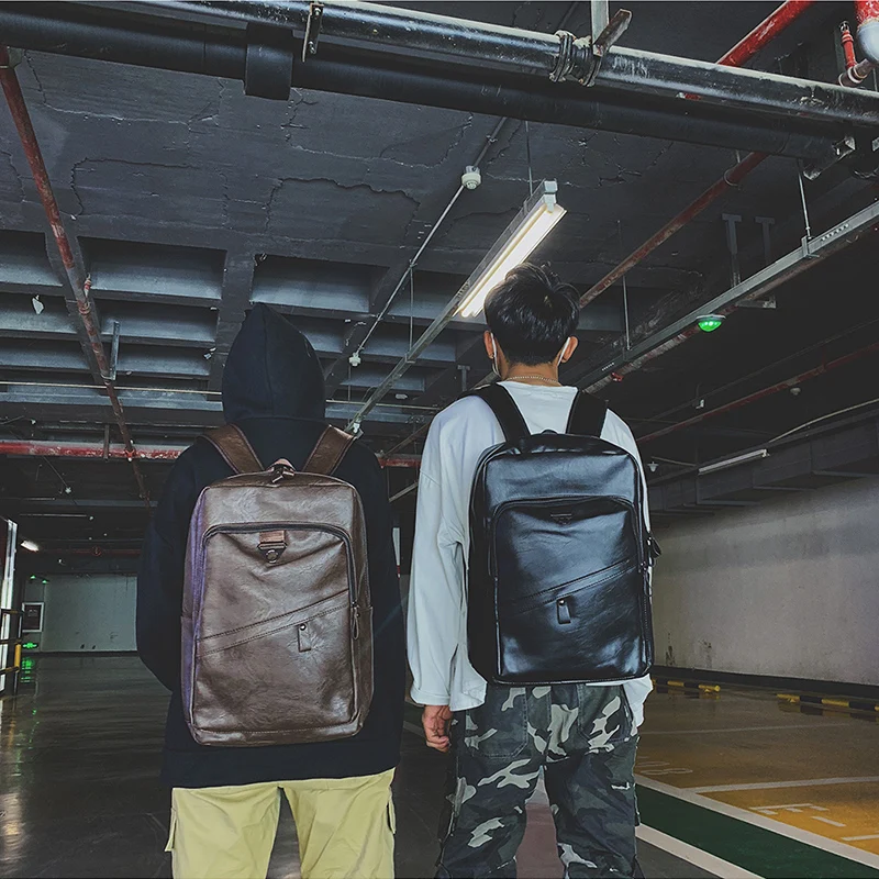 Hommes sac à dos en cuir PU sac à dos grands sacs à dos d\'ordinateur portable mâle Mochilas cartable décontracté pour adolescents garçons sac à dos de haute qualité Hommes sac à dos en cuir PU sac à dos grands sacs à dos d\'ordinateur portable mâle Mochilas cartable décontracté pour adolescents garçons sac à dos de haute qualité