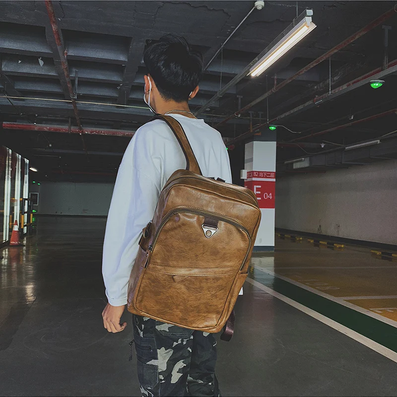 Hommes sac à dos en cuir PU sac à dos grands sacs à dos d\'ordinateur portable mâle Mochilas cartable décontracté pour adolescents garçons sac à dos de haute qualité Hommes sac à dos en cuir PU sac à dos grands sacs à dos d\'ordinateur portable mâle Mochilas cartable décontracté pour adolescents garçons sac à dos de haute qualité