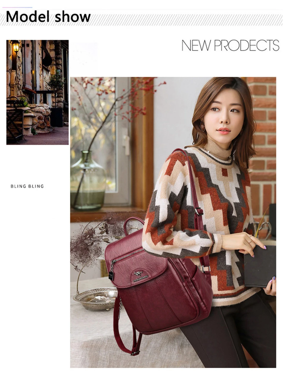 5 couleurs femmes sacs à Dos en cuir souple Vintage femme sacs à bandoulière Sac a Dos décontracté voyage dames Sac à Dos Mochilas sacs d\'école 5 couleurs femmes sacs à Dos en cuir souple Vintage femme sacs à bandoulière Sac a Dos décontracté voyage dames Sac à Dos Mochilas sacs d\'école