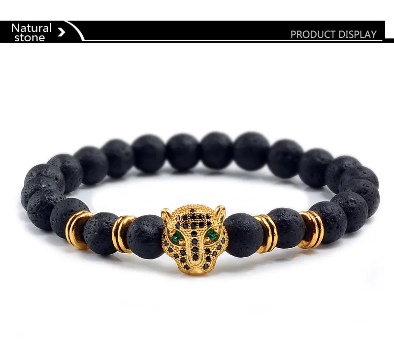 Bracelet de 12 styles pour hommes et femmes, perles d'équilibre de guérison de lave noire, prière de bouddha Reiki, pierre naturelle, Yoga, tête de léopard