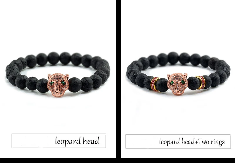 Bracelet de 12 styles pour hommes et femmes, perles d\'équilibre de guérison de lave noire, prière de bouddha Reiki, pierre naturelle, Yoga, tête de léopard