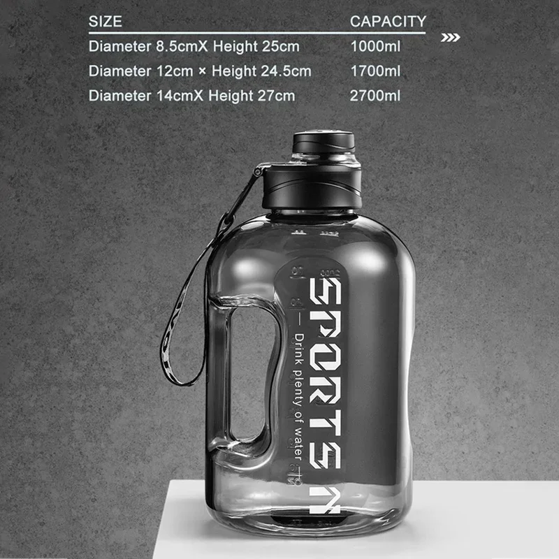 Bouteille d'eau de sport 1,7 l/2,7 l, tasse de cyclisme, Portable, grande capacité, pour Fitness, Camping, bouilloire d'eau pour hommes