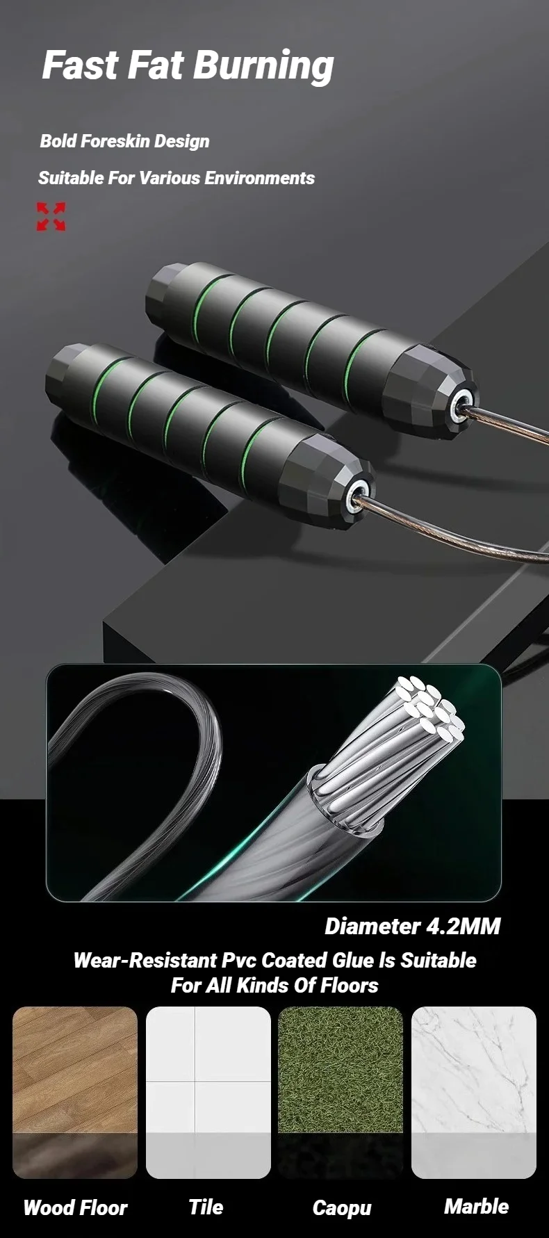 La nouvelle corde à sauter en fil d\'acier, exercice de saut réglable, entraînement physique, équipement de Sport à domicile, sans enchevêtrement