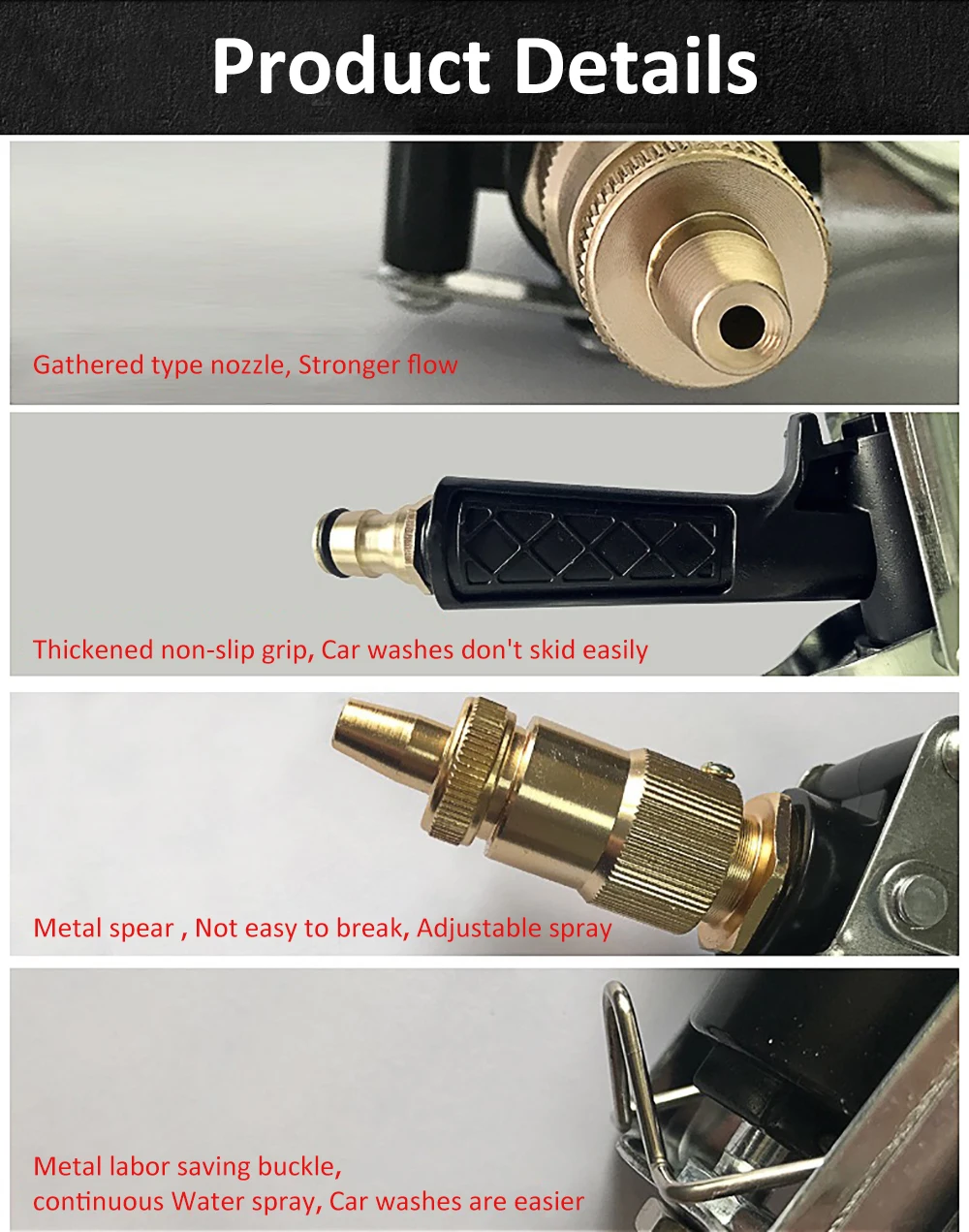 Pistolet Buse à Eau d'Arrosage de Lavage Haute Basse Pression Métal Jardin Auto – Image 5