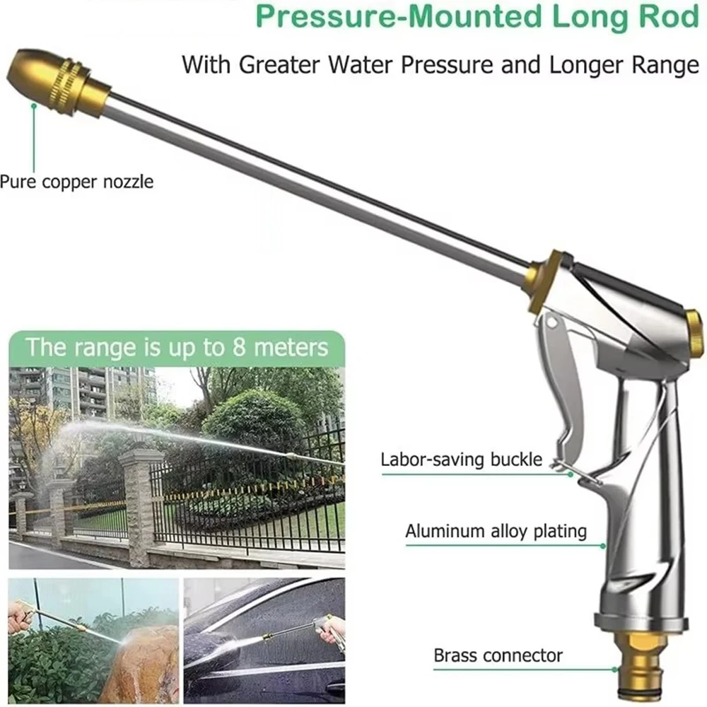 Pulvérisateur de jardin en laiton robuste, buse de tuyau d'eau haute pression, pistolet de pulvérisation réglable pour arroser des plantes
